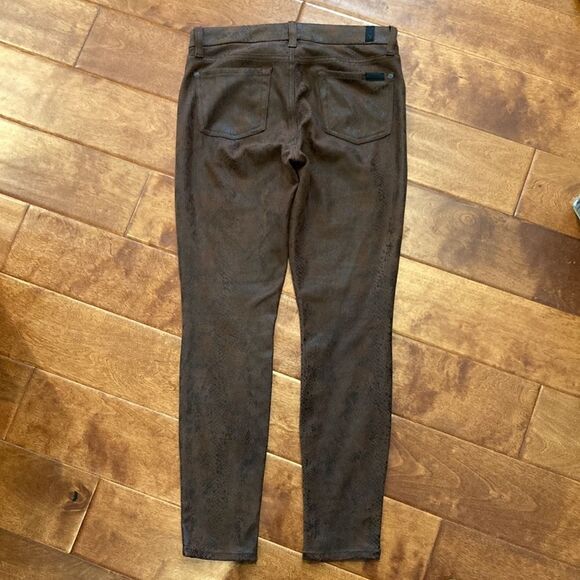 Seven for all mankind brown with black snake, skin, print skinny jeggings 26 - Picture 4 of 9